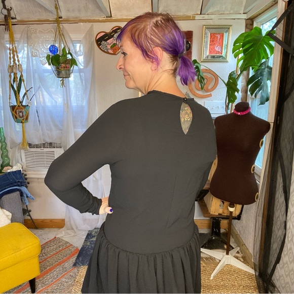 PrettyLittleThing Semi Sheer All Black Long Sleeve Ruffle Dress Size 4 Small - Picture 5 of 17